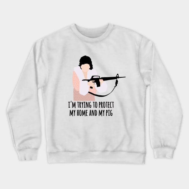 im trying to protect my home and my pig Crewneck Sweatshirt by aluap1006